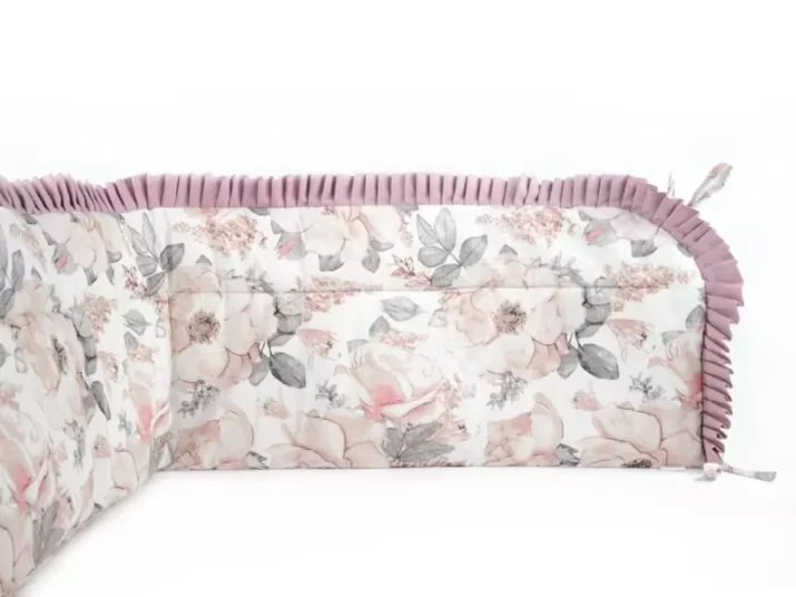 Ochraniacz z falbanką do łóżeczka 30x180cm bawełniany Peonia Biała - obrazek 2