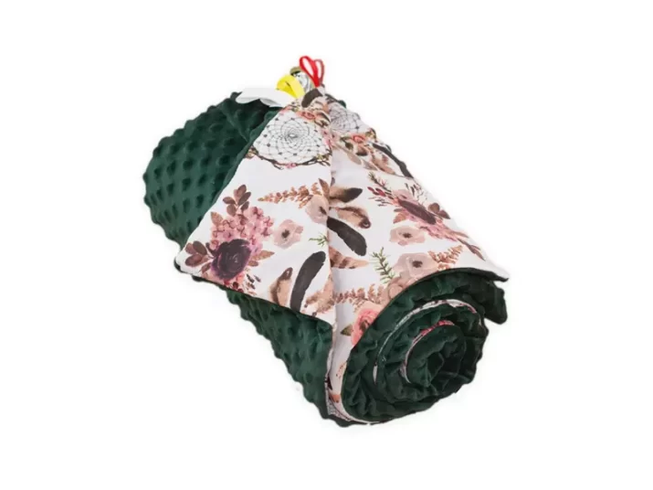 kocyk minky lapacz snow zielen butelkowa 1