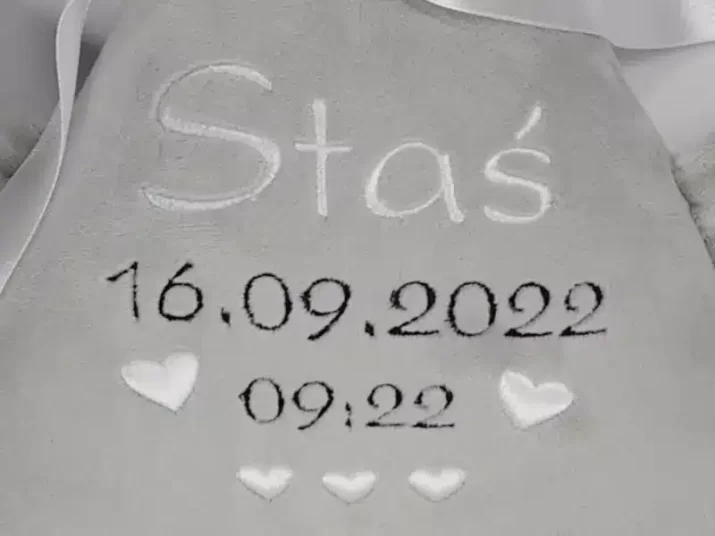 Króliczek maskotka z metryczką HAFT personalizowany Biały - obrazek 2