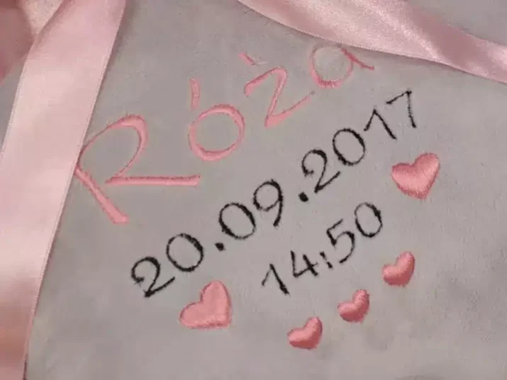 Króliczek maskotka z metryczką HAFT personalizowany Róż Retro - obrazek 2