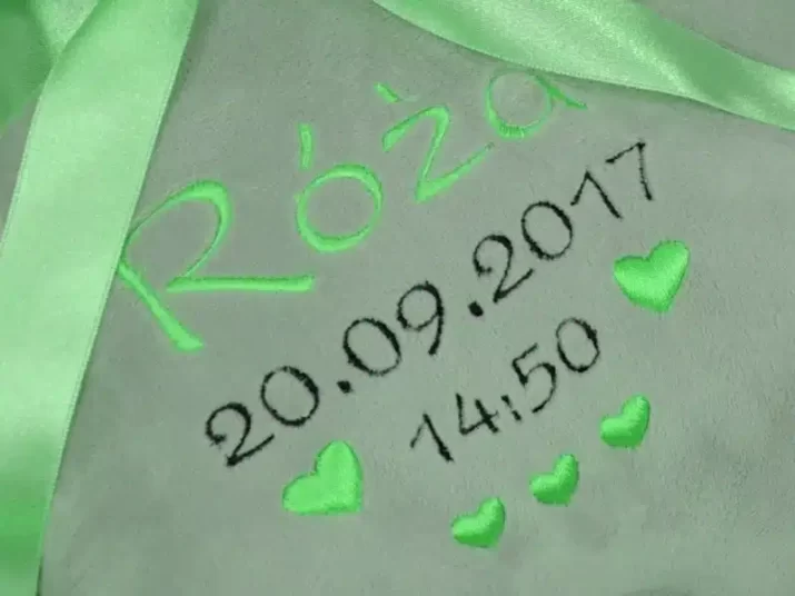 Króliczek maskotka z metryczką HAFT personalizowany Zielony - obrazek 2