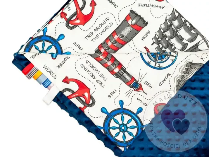 Kocyk MINKY bawełna navy stery - obrazek 3