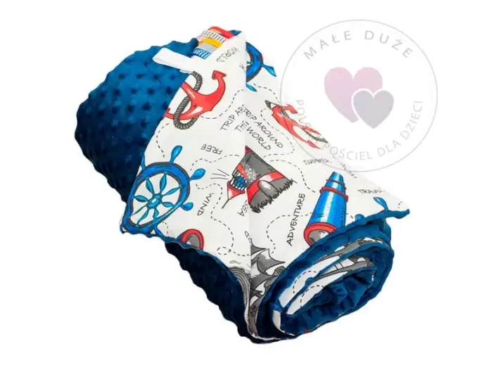 Kocyk MINKY bawełna navy stery - obrazek 4