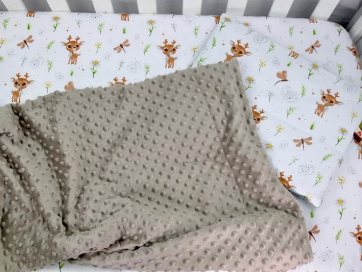 Kocyk  MINKY bawełna zimny beż jelonek - obrazek 4