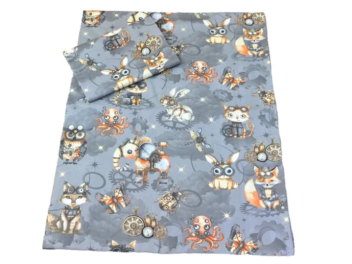 KOMPLET POŚCIELI BAWEŁNIANEJ  100X160 wzór mechaniczne zwierzęta - obrazek 3