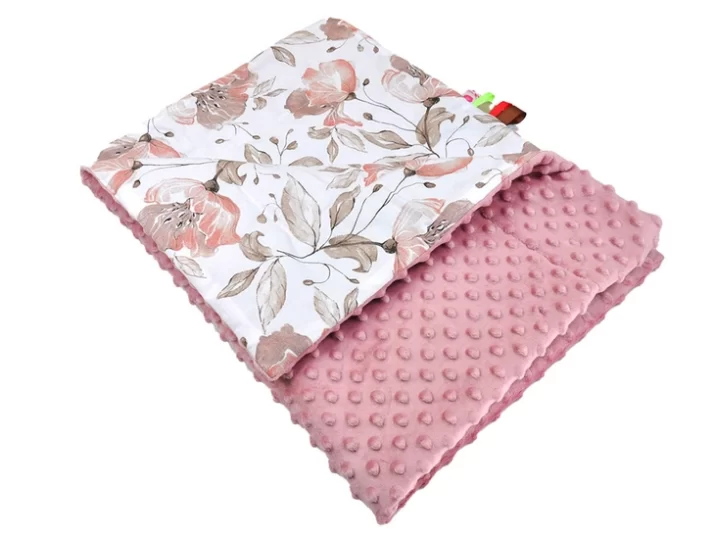 Kocyk  MINKY wzór retro róż peonia - obrazek 6