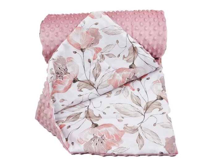 Kocyk  MINKY wzór retro róż peonia - obrazek 4