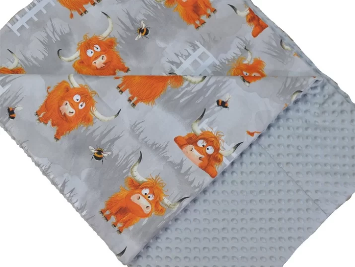 Kocyk MINKY bawełna  szare byczki szare - obrazek 5